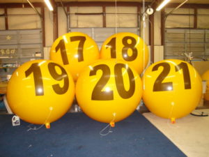 yellow color big helium balloons with numbers on the balloons-advertising blimps for sale